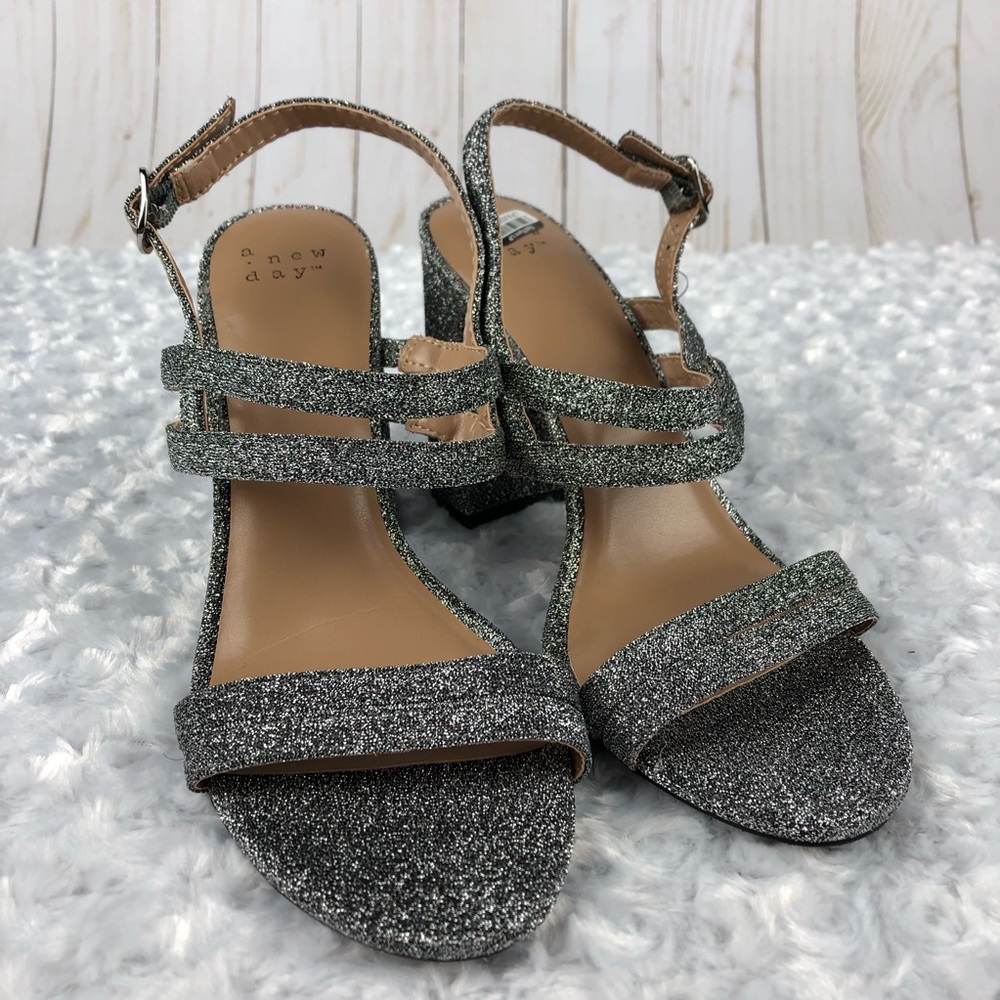 A New Day Estella Strappy Pump Sandals Silver 8.5